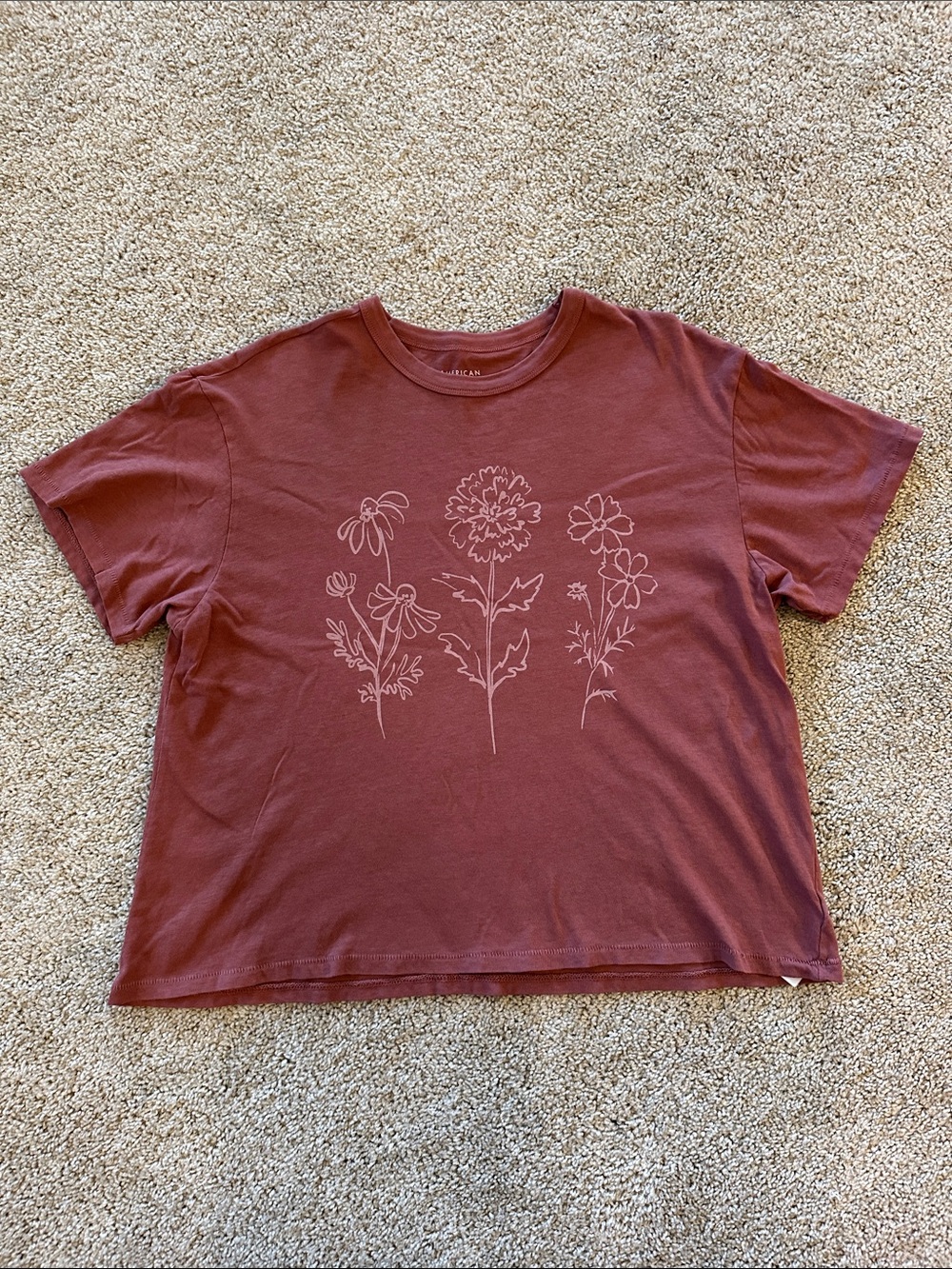 American Eagle Floral Cropped Tee